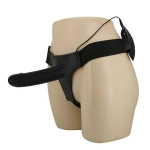 Silikonowy Strap On Pusty z Wibracjami Vito 17cm Czarny - 2865560505