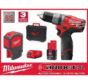 WKRTARKA UDAROWA MILWAUKEE M12 CPD + LASER + 2x2.0Ah + Walizka + adowarka - 2827806124