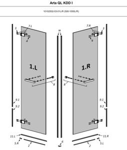 Radaway Uszczelka pozioma drzwi prawa 007-108900700- cicie ktowe (dla modeli z listw progow) Arta QL KDD I - przy zakupie poda wymiar drzwi - 2860034295