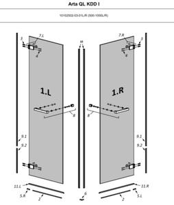 Radaway Uszczelka pozioma drzwi lewa 007-108901000- cicie ktowe (dla modeli bez listwy progowej) Arta QL KDD I - przy zakupie poda wymiar drzwi - 2860034296