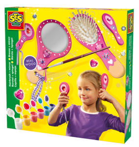 SES Creative - zabawki kreatywne, zabawki plastyczne, zestawy do malowania i modelowania, zabawki edukacyjne - Szczotka do włosów i lusterko - zestaw kreatywny - 14987 - 2828044822