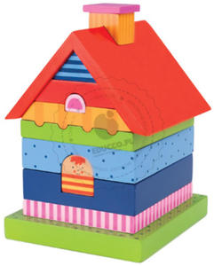 GOKI - Piramida do układania - Kolorowy domek - zabawki drewniane - 58934 - 2828044537
