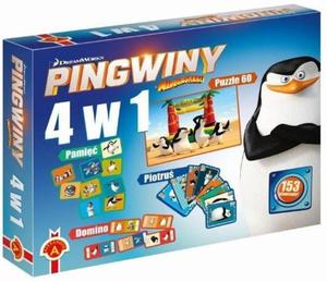 4w1 Domino Puzzle Karty Pingwiny z Madagaskaru - 2832624354