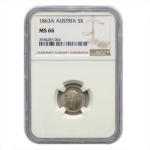 5 Kreuzer 1863 A - Austria - NGC MS66 - 2859175776