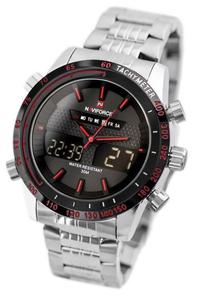 Zegarek Naviforce 9024 Srebrno Czerwony - 2859220635