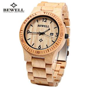 Zegarek drewniany Bewell Brace Jasny + pude - 2859220621