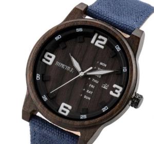 Drewniany zegarek Bewell ZS-W156A Niebieski - 2859220630