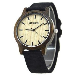 Stylowy drewniany zegarek Bewell Basic Czarny + pude - 2859220627