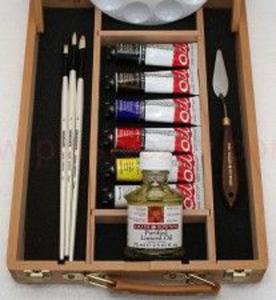 Komplet farb olejnych Graduate Oil box easel set Daler-Rowney w drewnianej kasecie z akcesoriami - 2860107355