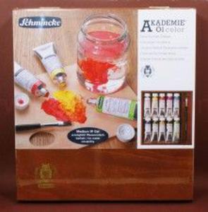 Komplet farb olejnych Schmincke Akademie 9x60 ml,medium i pdzel w drewnianej kasecie 79 706 - 2860108644