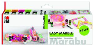 Komplet farb do marmurkowania Easy Marble neon 5x15 ml + marker, malowanie na wodzie - 2860110355