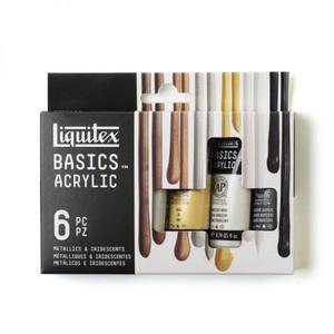 Zestaw farb akrylowych Liquitex Basics acrylic metallics & iridescents 6x22 ml - 2866074731