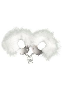 mieszne kadanki - Metallic Handcuffs,feather cov.. White - 2876770525