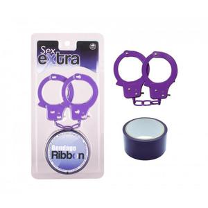 Kajdanki-Purple Sex Extra PVC Ribbon and Handcuffs - 2876770761