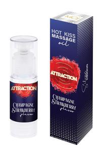 MASSAGE OIL ATTRACTION CHAMPAGNE STRAWBERRY 50 ML - 2876772507