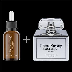 PheroStrong EXCLUSIVE for Men - Perfum 50ml + Concentrate 7,5ml - Perfumy z Feromonami + Bezzapachowy Koncentrat Feromonw - 2867852857