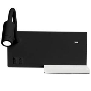 Shelf LED kinkiet 1-punktowy z pk + USB czarny ML6344 - 2871786027