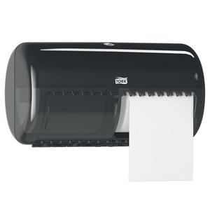 Pojemnik na papier toaletowy w rolkach podwjny Tork, czarne tworzywo ABS - 2873089387