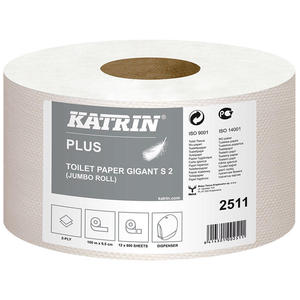 Papier toaletowy Katrin Plus Gigant Toilet S2 12 rolek 2 warstwy 100 m rednica 18 cm biay celuloza - 2878418554