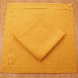 Serwetka lniana DUSTY GOLD klasyczna z zakadk 40x40 cm - 2878609044