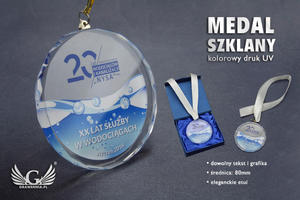 Medal szklany Elite z kolorowym drukiem UV z etui - MGR023 - 2870613983