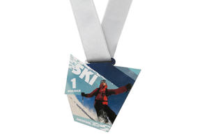 Medal drewniany druk UV - Ski Sport- wymiary: 86x88mm - MGR052