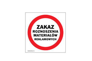 Zakaz roznoszenia materiaw reklamowych - wym. 120x120mm - PVC - kolorowy druk UV - TAB204 - 2862574011