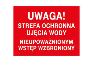 Uwaga strefa ochrony ujcia wody - tabliczka zakazu - wym. 400x300mm - PVC - druk UV - TAB235 - 2865895235