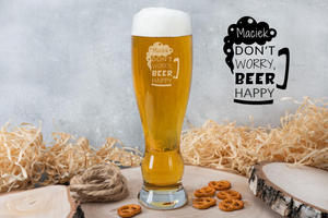 Szklanka na piwo z grawerem - Don't worry, beer happy - SP005 - 2868152620