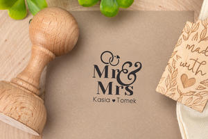 Stempel lubny do odbijania w tuszu - Mr&Mrs - rednica gryfu 40mm - STS028 - 2868412967