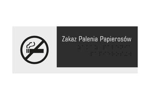 Zakaz palenia papierosw - tabliczka z pismem Braille'a - akryl szroniony i ADA wym. 200x75mm - NORD - TAB325 - 2868683355