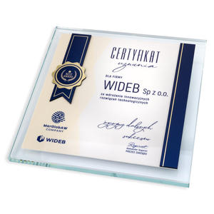 Dyplom szklany - Certyfikat uznania - kwadrat - kolorowy druk UV - DUV082 - 2872072795