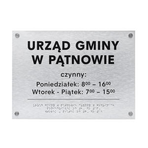 Tabliczka ze srebrnego dibondu z pismem Braille'a - wym. 420x300mm - TAB475 - 2873689475