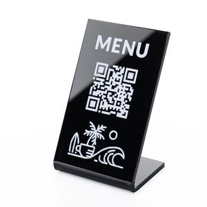 Stojaczek Menu z kodem QR- czarna plexi - wym. 55x90mm - ST050 - 2876148949