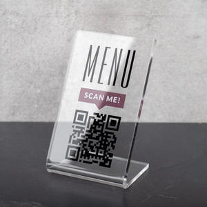 Stojaczek Menu z kodem QR - transparentna plexi - wym. 55x90mm - ST053 - 2876148952