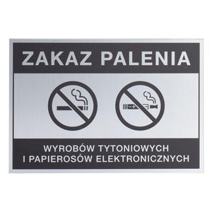 Srebrna tabliczka zakaz palenia papierosw - nadruk UV - wym. 160x110mm - Z013 - 2876471646