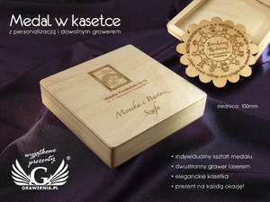 Medal w kasetce z personalizacją oraz dowolnymi grawerami grafiki i treści - MGR008 - 2827299623