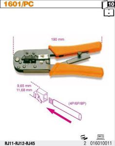 Beta 1601/PC Szczypce z mechanizmem zapadkowym do zaciskania kocówek kabli telefonicznych i...