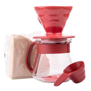 Hario zestaw V60 Dripper & Pot Red - drip + serwer + filtry - 2859946766