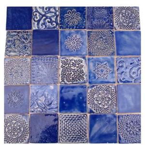 Niebieskie dekory ceramiczne folk 25 sztuk