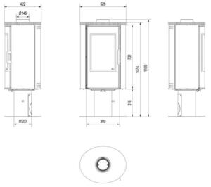 30055008 Piec wolnostojcy koza 8kW AB STAL NOGA OBROTOWY GLASS z wylotem spalin fi 150 (z panelami kaflowymi - biay) - 2828131709