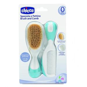 Chicco zestaw przyborw toaletowych-niebieski Szczotka z naturalnego wosia, grzebyk - 2868988456