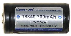 Akumulator 16340 litowy litowo-jonowy Li-ion 3,7V 700 mAh Keeppower z zabezpieczeniem - 2859983639