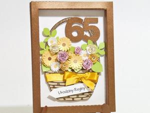 Kartka obrazek na 65 urodziny "Kosz kwiatw" - 2827508328