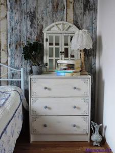 Szara komoda, szafka, shabby chic, romantyczn - 2861161289