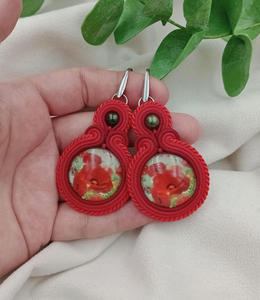 Sutasz due kolczyki maki makowe soutache - 2861165458