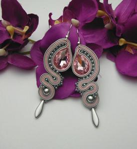 Soutache sutasz kolczyki pudrowy r szare - 2861165483