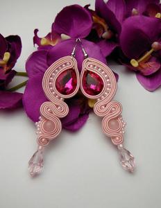 Soutache sutasz kolczyki pudrowe rowe r - 2861165484