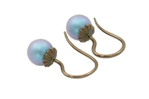 Kolczyki mosiądz z perłami Swarovski niebiesk - 2861153588