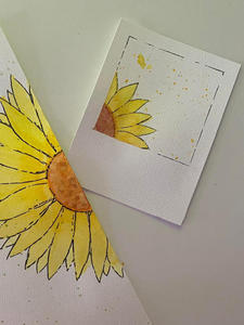 Kartka ze sonecznikiem 9X15 cm - farby akwarelowe - 2874278705